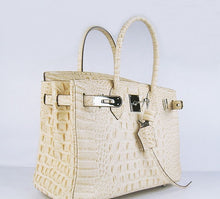 Load image into Gallery viewer, Hermes Birkin 30cm Crocodile Head Vein Handbags Beige Silver
