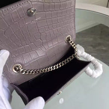 Load image into Gallery viewer, Yves Saint Laurent Small Monogram Satchel Bag In Grey Crocodile Leather
