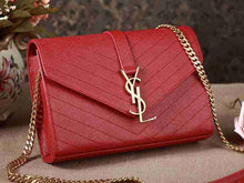 Load image into Gallery viewer, Yves Saint Laurent Small Monogramme Satchel Red Grain Textured Matelasse Leather
