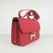 Load image into Gallery viewer, Hermes calf Leather Message Bag H020 red silver
