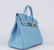 Load image into Gallery viewer, Hermes Birkin 35cm Togo Leather Handbags Light Blue Golden
