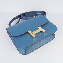 Load image into Gallery viewer, Hermes Constance Cowskin Leather Bag H017 blue golden
