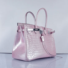 Load image into Gallery viewer, Hermes Birkin 35cm 6089 New Crocodile Vein Handbags Pink Silver
