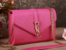 Load image into Gallery viewer, Yves Saint Laurent Small Monogramme Satchel Lipstick Fuchsia Grain Textured Matelasse Leather
