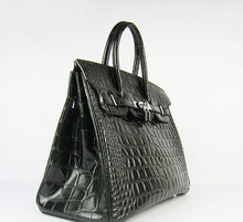 Load image into Gallery viewer, Hermes Birkin 35cm Crocodile Big Veins Handbags Black Silver
