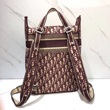 Load image into Gallery viewer, Dior Backpack In Burgundy Oblique Embroidered Canvas
