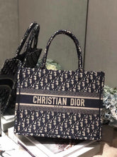 Load image into Gallery viewer, Dior Small Book Tote Bag In Blue Oblique Canvas
