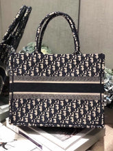 Load image into Gallery viewer, Dior Small Book Tote Bag In Blue Oblique Canvas
