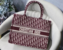 Load image into Gallery viewer, Dior Small Book Tote Bag In Bordeaux Oblique Canvas
