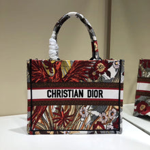 Load image into Gallery viewer, Dior Small Book Tote Bag In Red Phoenix Canvas
