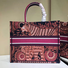 Load image into Gallery viewer, Dior Book Tote Bag In Fuchsia Animals Embroidered Canvas
