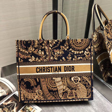 Load image into Gallery viewer, Dior Book Tote Bag In Orange Animals Embroidered Canvas
