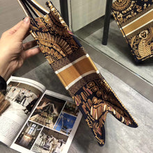 Load image into Gallery viewer, Dior Book Tote Bag In Orange Animals Embroidered Canvas
