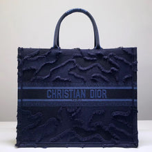 Load image into Gallery viewer, Dior Book Tote Bag In Blue Camouflage Embroidered Canvas
