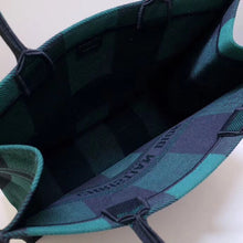 Load image into Gallery viewer, Dior Book Tote Bag In Green/Black Check Embroidered Canvas
