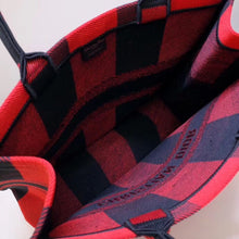 Load image into Gallery viewer, Dior Book Tote Bag In Red/Black Check Embroidered Canvas
