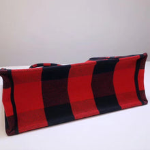 Load image into Gallery viewer, Dior Book Tote Bag In Red/Black Check Embroidered Canvas
