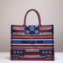 Load image into Gallery viewer, Dior Book Tote Bag In American Flag Embroidered Canvas
