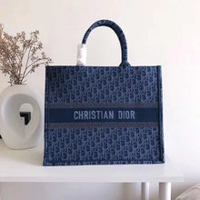 Load image into Gallery viewer, Dior Book Tote In Denim Blue Dior Oblique-embroidered Canvas
