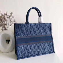 Load image into Gallery viewer, Dior Book Tote In Denim Blue Dior Oblique-embroidered Canvas
