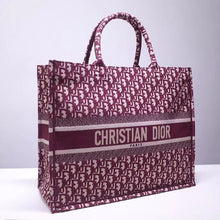 Load image into Gallery viewer, Dior Book Tote Bag In Bordeaux Oblique Embroidered Canvas
