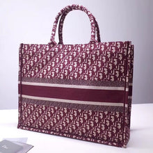 Load image into Gallery viewer, Dior Book Tote Bag In Bordeaux Oblique Embroidered Canvas
