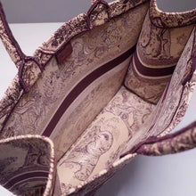 Load image into Gallery viewer, Dior Burgundy Book Tote Toile De Jouy Bag
