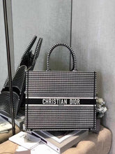 Load image into Gallery viewer, Dior Book Tote Bag In Houndstooth Embroidered Canvas

