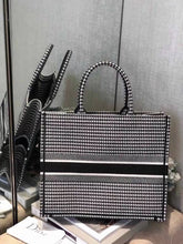 Load image into Gallery viewer, Dior Book Tote Bag In Houndstooth Embroidered Canvas
