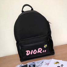 Load image into Gallery viewer, Dior X Kaws Black Nylon Backpack With Pink Dior logo
