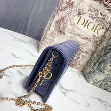 Load image into Gallery viewer, Dior Lady Dior Clutch With Chain In Denim Blue Patent
