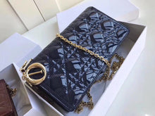 Load image into Gallery viewer, Dior Lady Dior Clutch With Chain In Indigo Blue Patent
