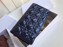 Load image into Gallery viewer, Dior Lady Dior Clutch With Chain In Indigo Blue Patent

