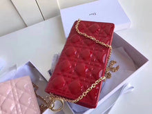 Load image into Gallery viewer, Dior Lady Dior Clutch With Chain In Red Patent Calfskin
