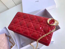Load image into Gallery viewer, Dior Lady Dior Clutch With Chain In Red Patent Calfskin
