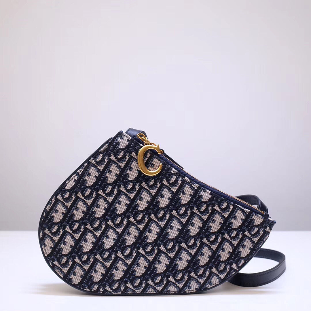 Dior - Mini Saddle Bag with Strap Blue Dior Oblique Jacquard - Women