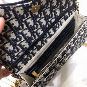 Dior Blue Oblique Saddle Chain Clutch