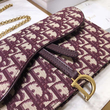 Load image into Gallery viewer, Dior Bordeaux Oblique Saddle Chain Clutch
