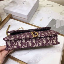 Load image into Gallery viewer, Dior Bordeaux Oblique Saddle Chain Clutch
