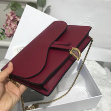 Load image into Gallery viewer, Dior Bordeaux Calskin Saddle Chain Clutch
