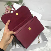 Load image into Gallery viewer, Dior Bordeaux Calskin Saddle Chain Clutch
