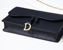 Load image into Gallery viewer, Dior Black Calskin Saddle Chain Clutch
