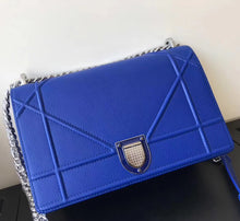 Load image into Gallery viewer, Dior Diorama Flap Bag In Blue Grained Calfskin
