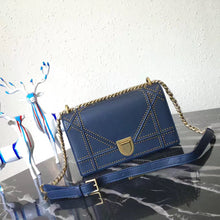 Load image into Gallery viewer, Dior Diorama Bag In Blue Studded Lambskin
