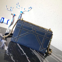 Load image into Gallery viewer, Dior Diorama Bag In Blue Studded Lambskin
