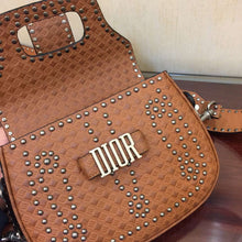 Load image into Gallery viewer, Dior D-Fence Saddle Bag In Brown Studded Calfskin

