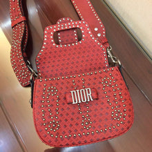 Load image into Gallery viewer, Dior D-Fence Saddle Bag In Red Studded Calfskin
