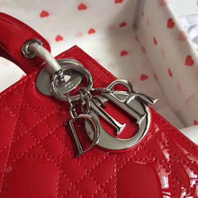 Load image into Gallery viewer, Dior Red Patent Mini Lady Dior Bag With Chain
