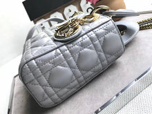 Load image into Gallery viewer, Dior Grey Pearly Lambskin Mini Lady Dior Bag With Chain

