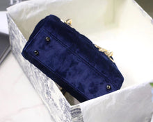 Load image into Gallery viewer, Dior Blue Velvet Mini Lady Dior Bag With Chain
